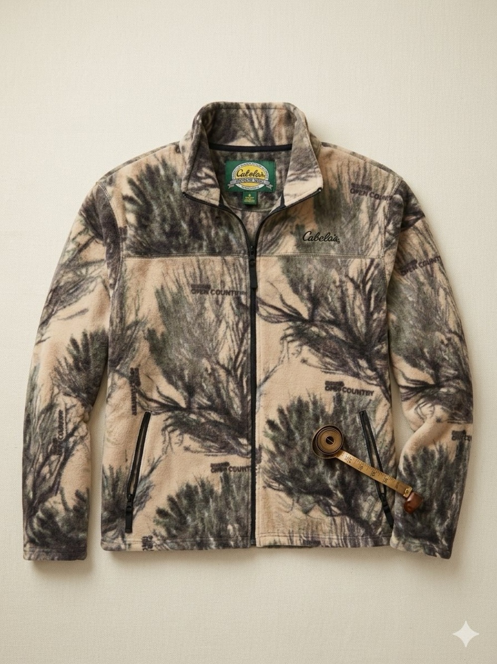 Cabela's Open Country Camo Full Zip Polar Fleece Jacket Medium Mossy Oak Gorpcor